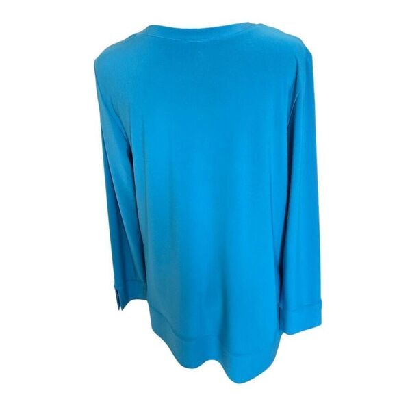 By JJ Womens Asymmetrical Hem Crew Neck Long Sleeve Tunic Top Turquoise Medium - Picture 4 of 10